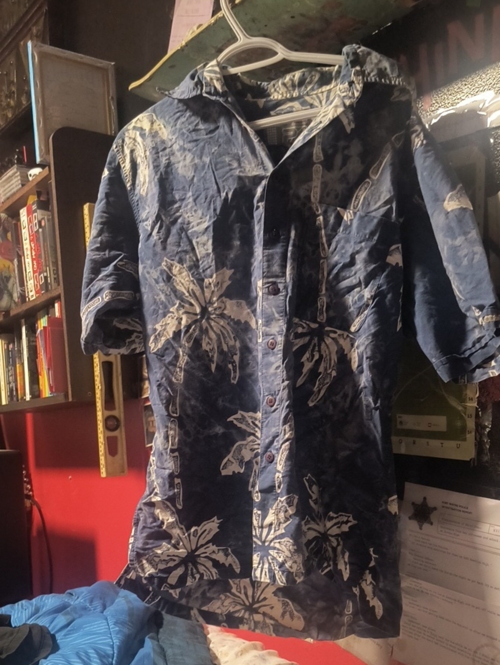 Point Zero Navy Blue Hawaiian Floral Button-Up Shirt